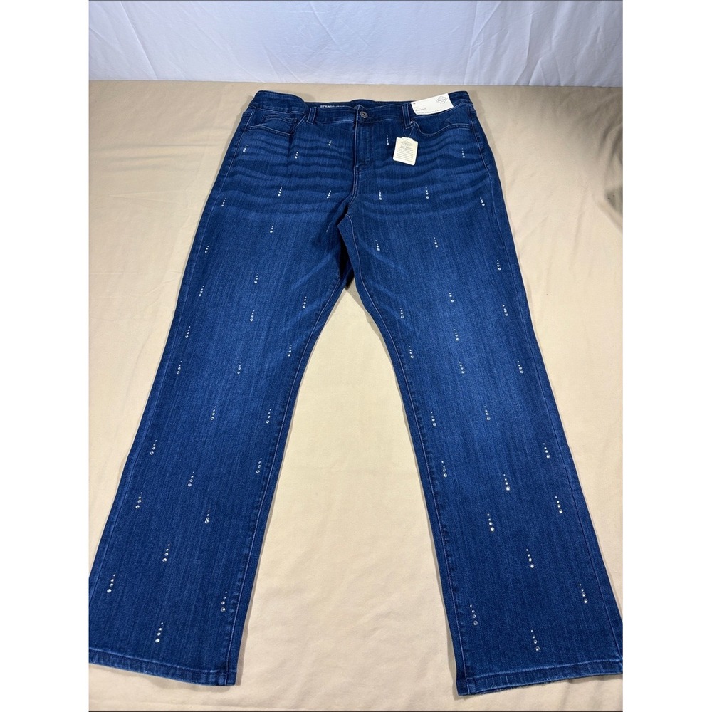 St. John's Bay Rhinestone Embellished Straight Leg Jeans Plus Size 18 NWT